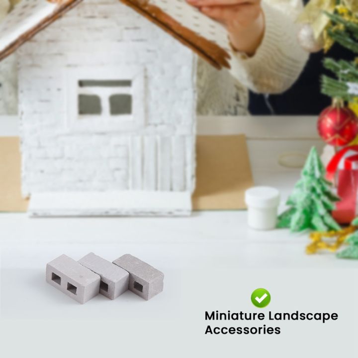 ISTOVO 60 Stuks Miniatuur Sintelblokken – 1/12 Schaal – Keramiek Klei – Voor Poppenhuis, Tiny Landscaping & Diorama’s – Grijs, 1.9x0.9x0.9 Cm