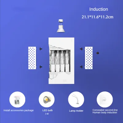 Gypsum Induction Night Light Bedside Corridor Aisle Gypsum Lamp Embedded Corner Plaster Wall Lamp B &amp B Ambience Light