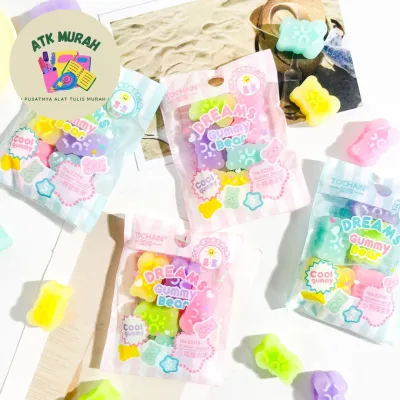 penghapus dream gummy bear 1 set isi 5 tochain E2119 LUCU IMUT KADO UNIK ALAT-ALAT SEKOLAH AESTHETIC KOREA ORIGINAL COD