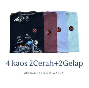 Paket hemat 100k dapat 4 kaos pria wanita dewasa ukuran big size jumbo ukuran XXL XXXL XXXXL