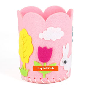 DIY Fabric Pen Pencil Holder Crafts for Kids Handmade Non-woven Cylinder Art and Craft
