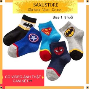 Set 5 Đôi Tất Siêu Nhân Cao Cổ Cho Bé Siêu Hot Trẻ Em 1-9 Tuổi