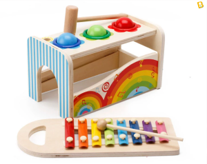 BabyBoss Multifunctional Music Knock Ball Wooden Educational Toys For Children Colorful Knocking Music Instrument Toy