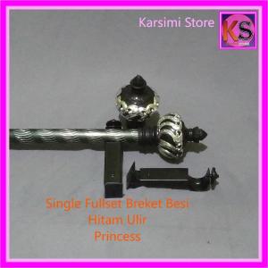 Breket Besi Gorden Single Full Set Batang Garis dan Ulir Tirai Pintu Jendela Princess Minimalis