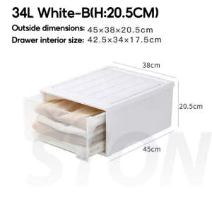 Hisoa Stackable Drawer Box | Clear Clothes Organizer for Underwear/Bra/Socks | Thickened Plastic