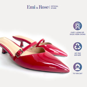 Giày mũi nhọn nữ 5cm màu đỏ đô Emi & Rose - IRIS MULES red