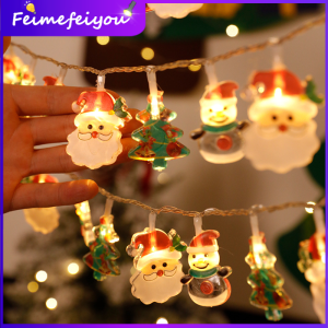 2024 Christmas Lights String Santa Claus Snowman Battery-operated Garland LED Christmas Decorative Light Party New Years Decor 1.5M 10LED