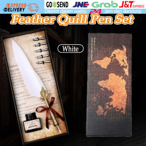 [Ready Stock] Pulpen Bulu Pena 5 Kepala Tulisan Kaligrafi Inggris Tinta Pena Celup Fountain Kaligrafi Stainless Vintage Retro dengan Hadiah Kado Ulang Tahun ultah Pernikahan