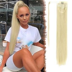 NO4 PANDA Synthetic Ponytail Hair Extensions Mulitcolor Heat Resistant Wrap Around Ponytail Fashion Wig Ponytail Long Straight Hairpiece for Women Girls