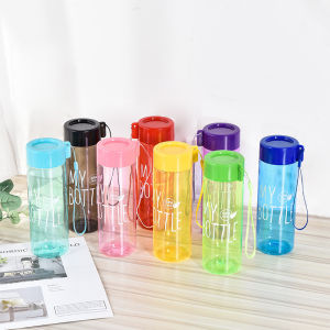 Simple strap colorful water bottle MY BOTTLE Transparent portable universal plastic cup with cup sleeve a gift cup