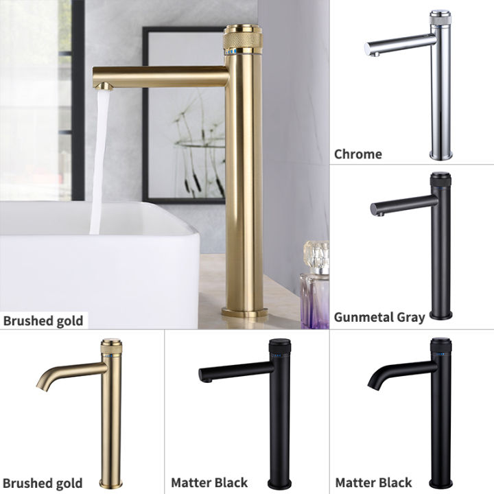 Button ss Bathroom Basin Faucets Hot Cold Water Mixer Taps Deck Mounted