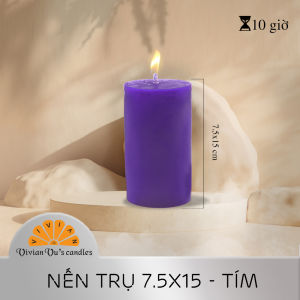 Nến Trụ Tròn Vivian Vus Candles Kích Thước 7.5x15cm - Nến Nghệ Thuật Trang Trí