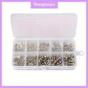 [shangtanpu] 320Pcs 304 Stainless Steel Hex Button Socket Head Cap Screw Hexagon Thread Machine Metric Nut Bolt Assortment Kit Set M2 M5