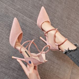 [Free Shipping] Womens High Heels 2025 New Spring/Summer Versatile Stiletto Pointed Toe Elegant Shallow Single Shoes Roman Shoes