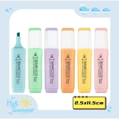 6 in 1 Macaron Highlighter Eye Care Fluorescent Note Pen Marker Candy Sugar Color School Supplies highlighter pen set