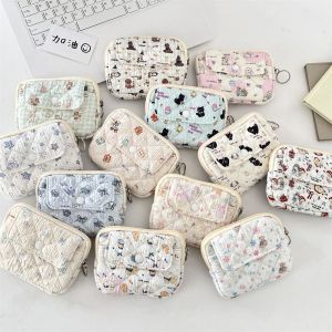 PRAYERF Cartoon Printing Mini Canvas Coin Purse Korean Style Multifuctional Cute Wallet Portable Card Holder Small Lipstick Bag Daily