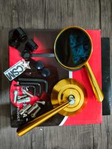Kaca Spion Sepion Bulat Jokowi Model Rizoma Class Full CNC Motor Custom W175 Japstyle Klasik Vespa Nmax Aerox Scoopy Fino Vixion RX King Tiger KLX Universal Semua Motor