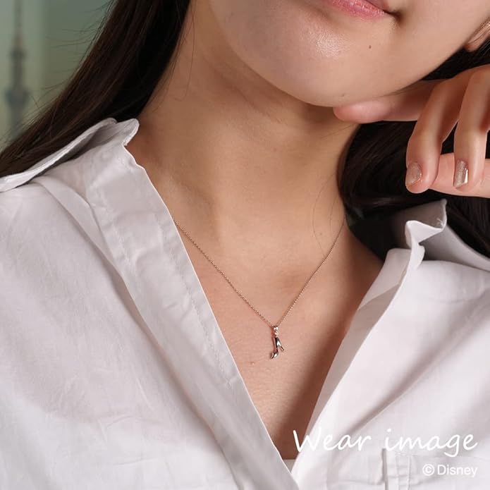 [Disney] Cinderella Princess Pendant Necklace 10K White Gold Diamond Popular Glass Slipper OPCDS20228 from Japan ZZZ TKZ · v9
