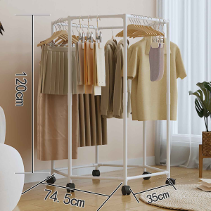 【12H Ship/ In Stock】360° Rotating Clothes Rack With Wheels Thickened Metal Clothes Rack Stand Heavy Duty Circular Clothes Hanger Heavy Duty Display Hanging Clothes Rack Movable Clothes Hanger Organizer For Bathroom Balcony Bedroom Laundry Room