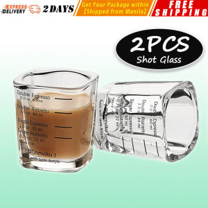【2pcs/lot 2oz】 Square Espresso Shot Glasses Thickened Wall Ounce Cup 60ml Measuring Scales Coffee Cup Shot-Glass