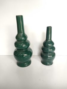 Hồ lô thu lôi gốm Bát Tràng chính hãng cao 43cm và 35cm màu xanh lá cây có tráng men đặt trên mái nhà