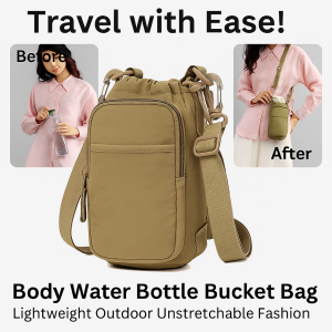 Crossbody Water Bottle Bag with Adjustable Strap Versatile Carrier for Hiking Gym Travel Hands-Free Backpack or Shoulder Bag