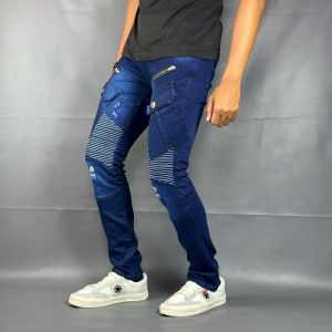 YSNGHT - Celana Pria Cargo Jeans Biker Slimfit Premium