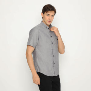 NFZ Kemeja Kantor Pria Lengan Pendek Slimfit Grey 4994