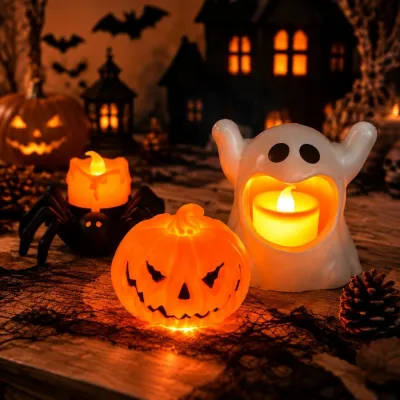 Halloween Home Corner Atmosphere Props Spider Web Pull Flag Banner String Lights Wall Decoration Hiasan Combo Set