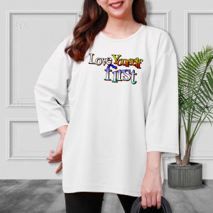 Atasan Kaos Wanita Dewasa Jumbo Oversize Lengan 3/4 Xxxl Korean Style Premium Murah First