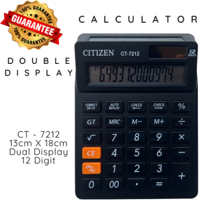 Kalkulator Besar Dagang Kantor 2 Layar Display 12 Digit 99 Steps Auto Replay Ukuran Jumbo CT 8122-99
