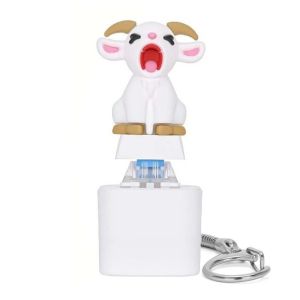 VICTORC Rechargeable Screaming Goat Key Chain LED-Glowing Sound-Effect Sounding Key Ring Light Up Switch Charm Pocket-Sized Fidget Button Toy Claw Machine