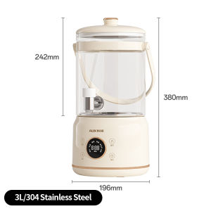 3L Health Pot Electric Kettle Flower Tea Barrel With Faucet High Borosilicate Glass Split Design Stew and Boil Integrated Teapot Multi-function Kettle Household Camping Office