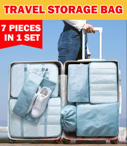 7 Pieces Packing Cubes Set Travel Luggage Packing Organizer Travel Pouch Compression Suitcase Bags/Rainbow Culture