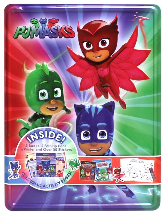 PJ Masks Happy Tin. The Book Includes:- 3 Books, 4 Pens, Poster And ...