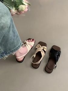 [Free Shipping] WomenS Flat Sandals For Summer New Korean Style Suitable For Pairing With Skirts Beach Roman Shoes With Flat Heels