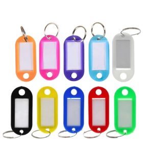 50pcs Colour Plastic Keychain Label ID Name Room Address TEL Number Marker Key Tag With Ring Luggage Office Stationery