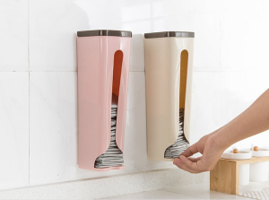 JD Home [Ready Stock] ❤ Bekas Penyimpanan Beg Plastik/ Kitchen Wall Mount Garbage Storage Bag Plastic Storage Box Home Creative Shopping Garbage Bags Rack Box