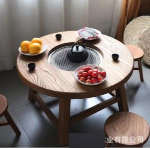 Ready Stock Solid Wood Pot Tea Table Kung Fu BBQ Steamboat Chinese Tea Stove Outdoor Teh Balcony Meja 铁艺功夫办公茶台火烧上水泡茶桌