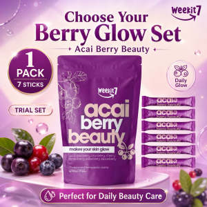 Weekit7 Organic Acai Berry Powder Anti-Aging Strawberry Cherry 7 in 1 Berry Beauty Whitening Drink FDA Approved