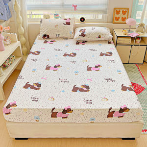Dansunreve Fitted Bed Sheet Washed Cotton Cartoon Animal Printed Bedsheet Class A Skin-friendly Fitted Bedsheet Single/Queen/King/Super King