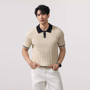 Men Old Money Style Color Block Lapel Polo Shirt Business Commuter Short Sleeve Casual Wear