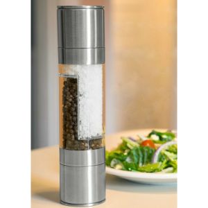 One Two Cups Penggiling Biji Lada 2 in 1 Spices Pepper Grinder 200ml Panduan Restoran Penggiling Garam dan Merica Baja Tahan Karat Penggiling Bumbu Dapur Yang Baru Ditumbuk