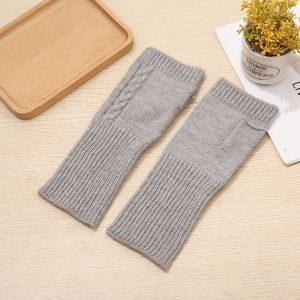 YRNGJ Thoải mái Dài Cánh tay Len giả Nửa ngón Xoắn Găng tay cụt ngón Găng tay Găng tay dệt kim Hàn Quốc Ủ ấm cánh tay cho nữ