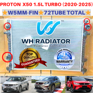 PROTON X50 1.5CC TURBO TOP QUALITY W5MM-FIN TOTAL 72TUBE CVT (16mm)Standard Size Radiator Tangki Air