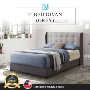 [Ready Stock]Queen Bed Frame Upholstered Bed with Buttoned Design Headboard Fabric Bed Frame Easy Assembly Navy Blue or Grey Colour|Strong Mattress & Body Support|轻奢风现代简约双人床北欧简约主卧小户型实木床