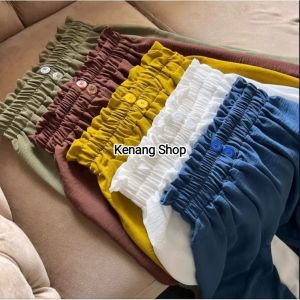 CELANA KULOT CRINKLE HIGHWAIST ADA KANCING DUA BAHAN ADEM