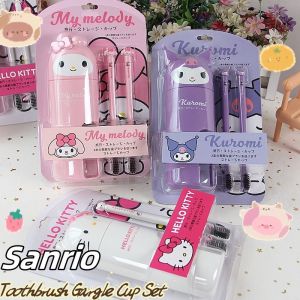 Kawaii Sanrio Kuromi My Melody Hello Kitty Travel Toothbrush Portable Set Cartoon Child Mouthwash Cup Household Products Gift