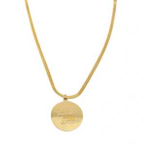 Kalung titanium wanita anti karat model rantai gepeng liontin good luck TERBARU