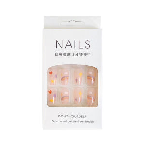 💥【Special price】💥UWO ชุดเล็บปลอมแบบฝรั่งเศสพร้อมกาวสติกเกอร์เล็บสั้นแบบเรียบง่ายทำจากพลาสติก ABS 2025ใหม่ล่าสุด24ชิ้น เซ็ต